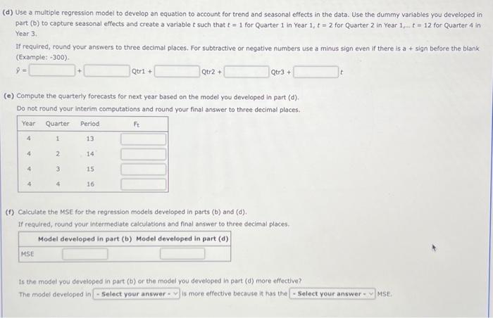 for seasonal effects in the data: Qtr 1=1 if Quarter 1 ,