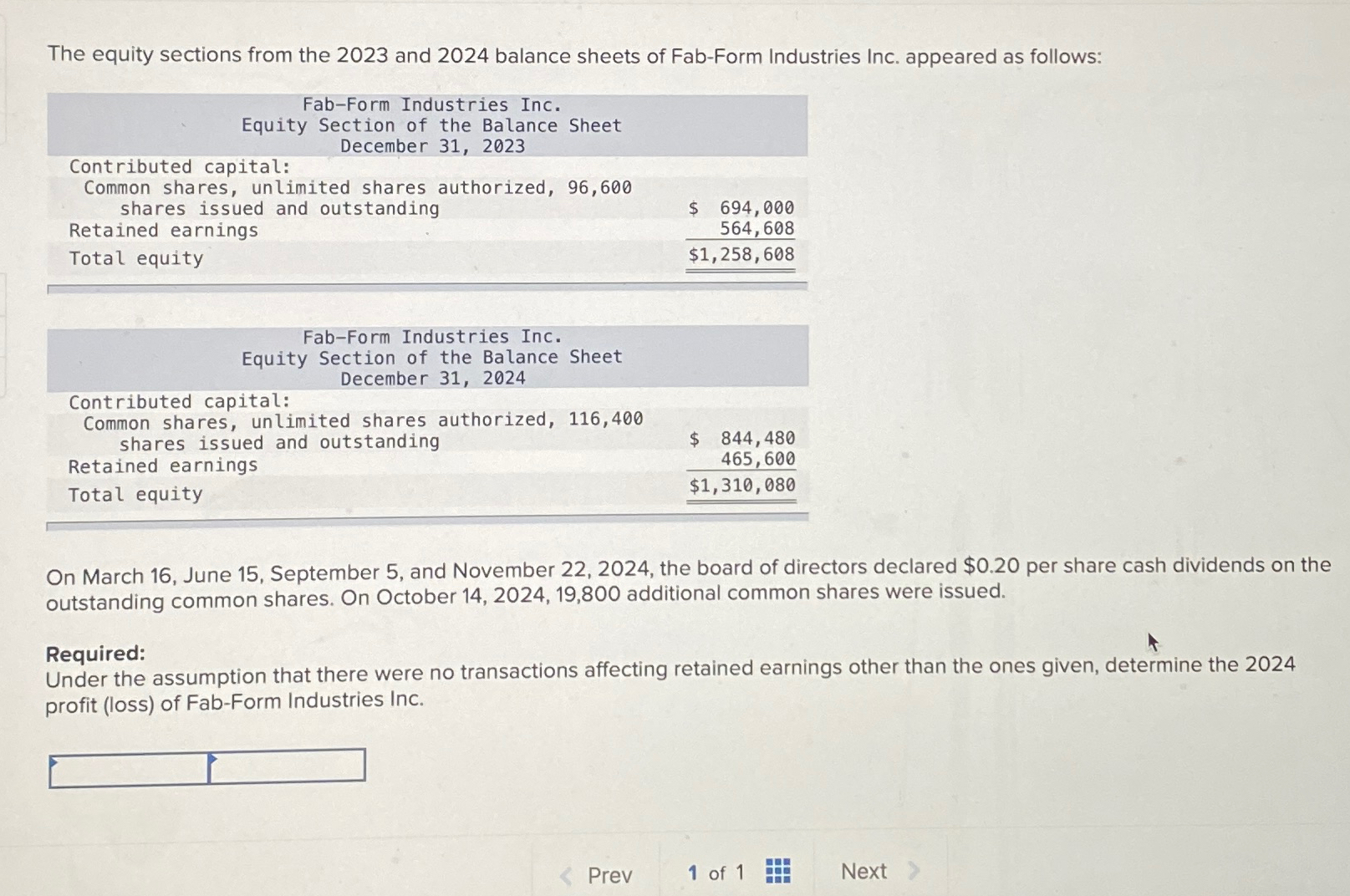 The equity sections from the 2023 and 2024 balance sheets of