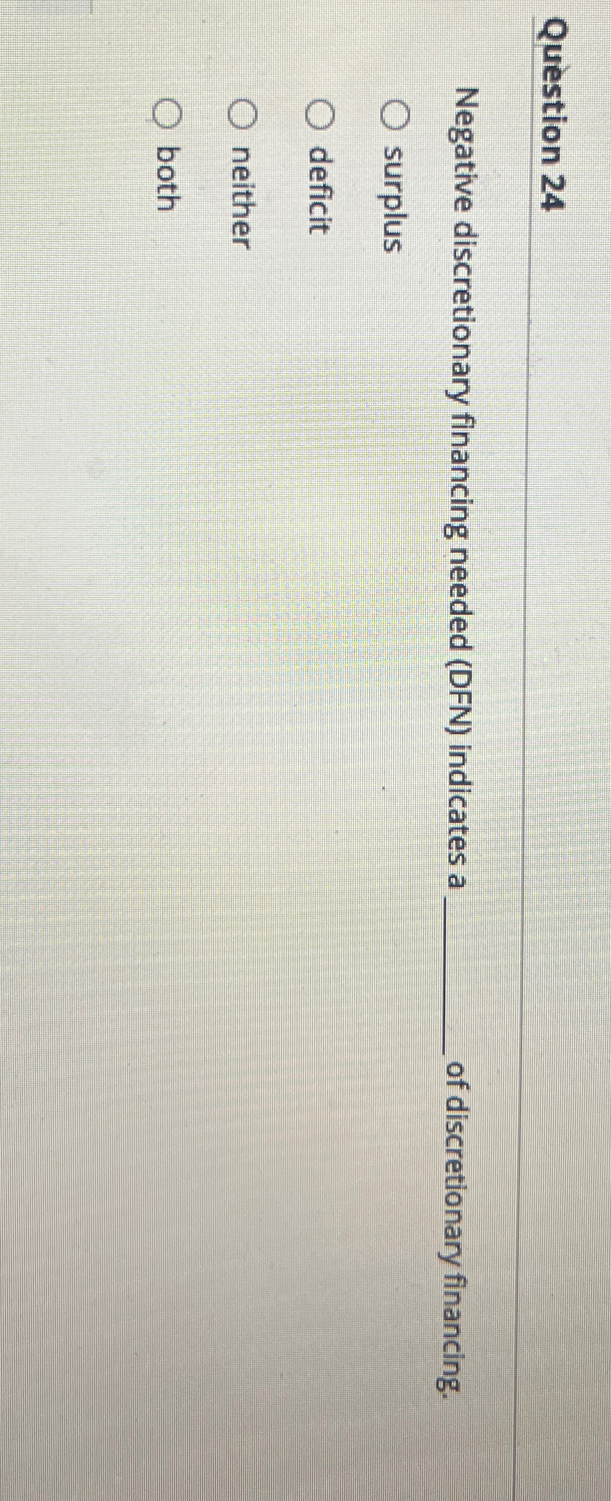  Question 24 Negative discretionary financing needed (DFN) indicates a q, of