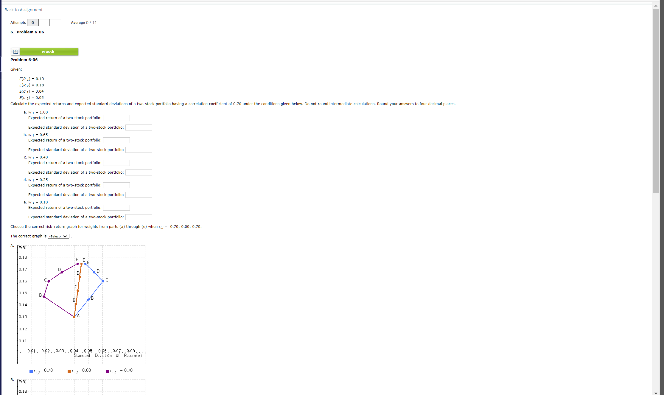  Back to Assignment Attempts Average 011 Problem 6-06 eBook Problem 6-06