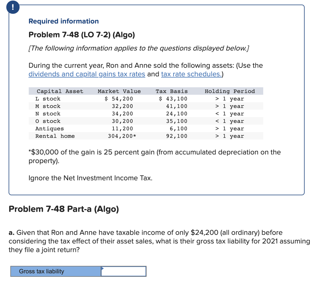 Using 2021 rate and schedule Required information Problem 7-48 (LO 7-2)