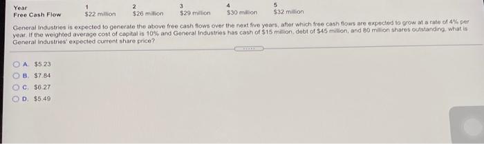  Year 2 3 5 Free Cash Flow $22 million $26 million