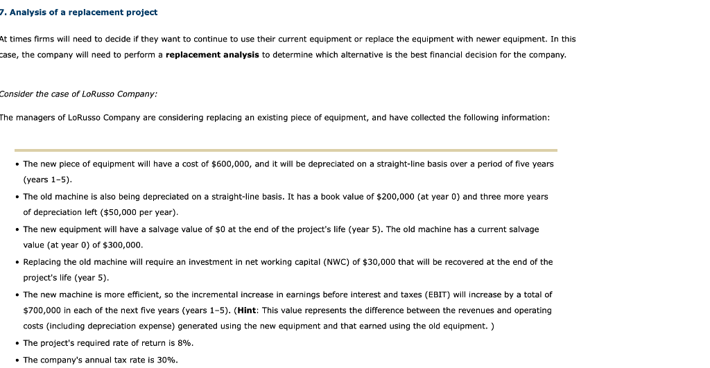 with the replacement of the old equipment with the new equipment. Year