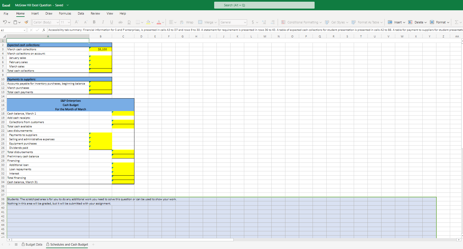 the year. The Controller has asked you to prepare the Cash Budget
