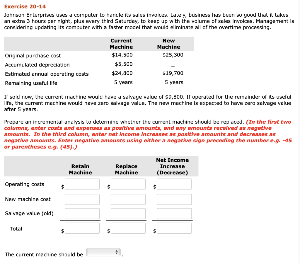  Exercise 20-14 Johnson Enterprises uses a computer to handle its sales