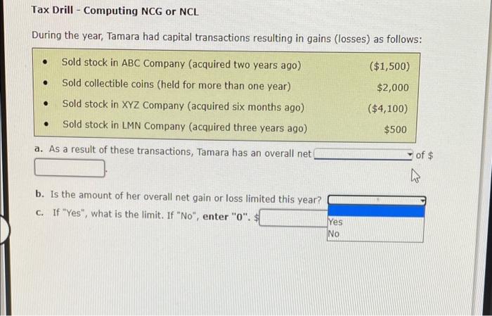 had capital transactions resulting in gains (losses) as follows: Sold stock in