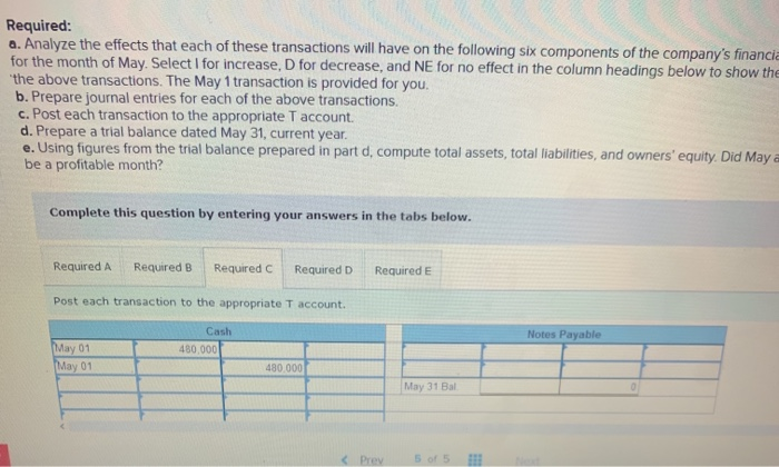 current year. The business transactions for May are shown as follows May