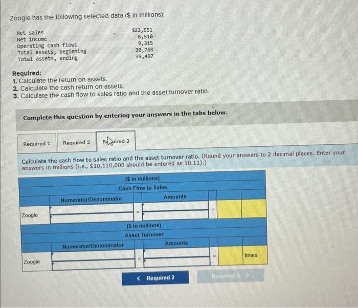 3. Calculate the cash flow to sales ratio and the asset turnover