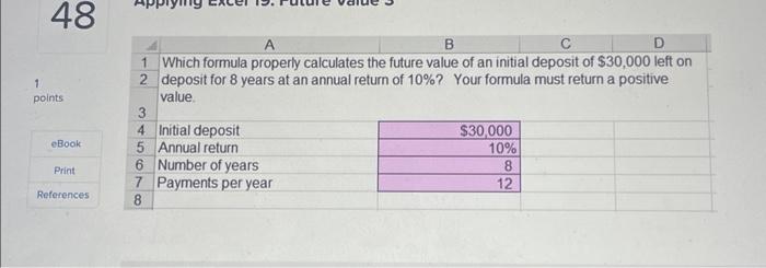  48 1 points \begin{tabular}{|c|} \hline eBook \\ \hline Print \\ \hline