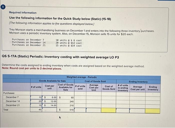  ! Required information Use the following information for the Quick Study