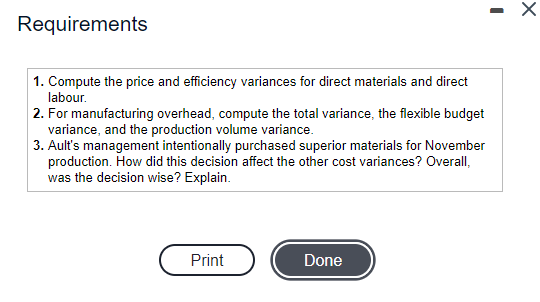 11.85 Direct labour (2 hours x $9.20 per hour) 18.40 Manufacturing overhead: