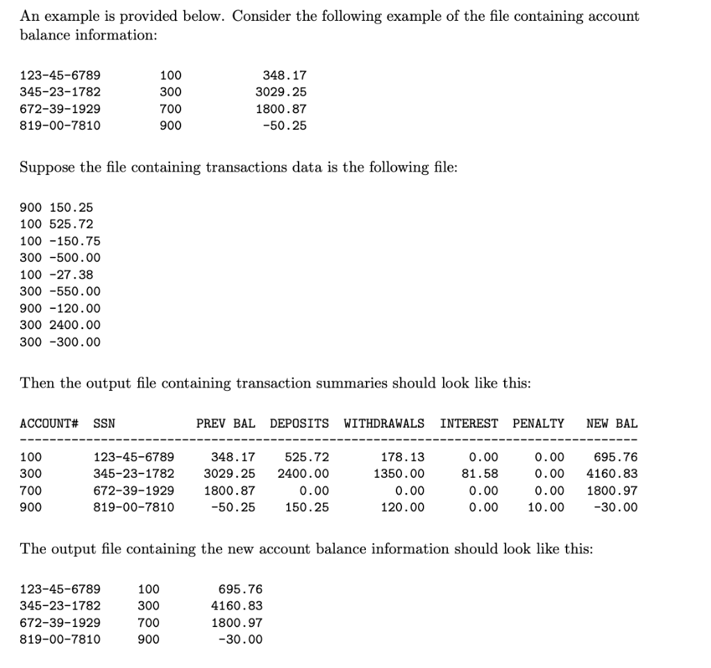 balfilename, the name of the file containing current account balance information for
