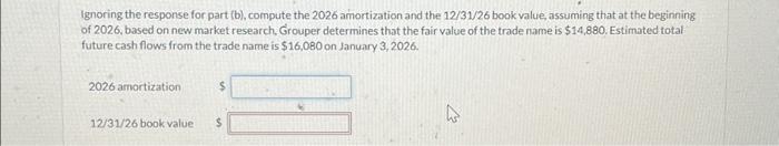  Ignoring the response for part (b), compute the 2026 amortization and