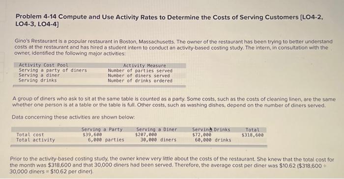 please answer with details Problem 4-14 Compute and Use Activity Rates