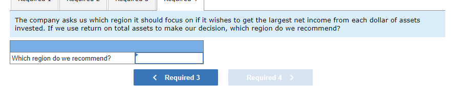 our analysis. 1. Compute profit margin for each region. 2. The company