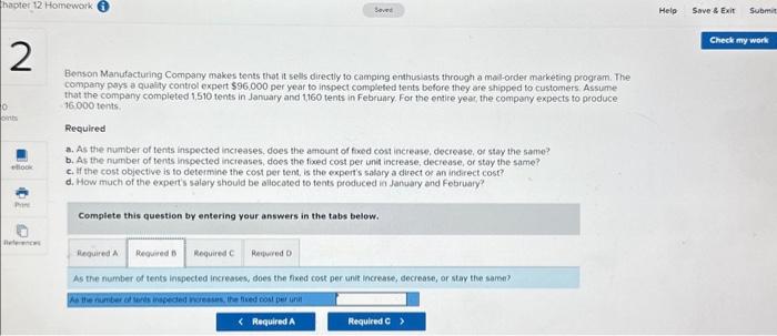 Benson Manufacturing Company makes tents that it sells directly to camping enthusiasts