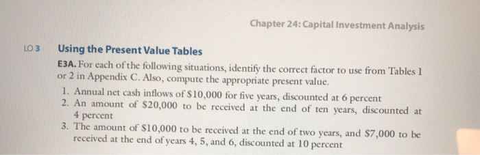  Chapter 24: Capital Investment Analysis LO 3 Using the Present Value