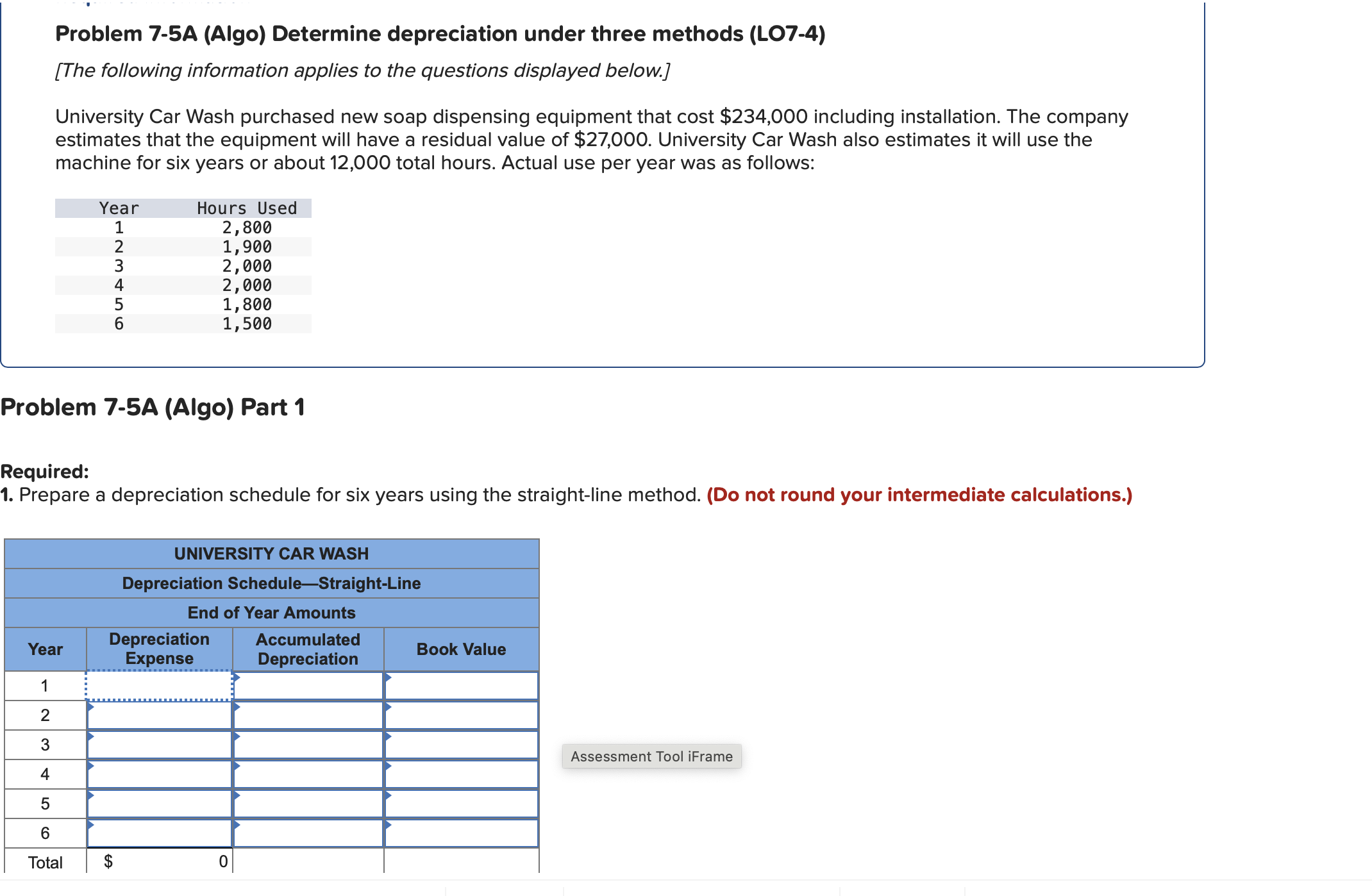  Problem 7-5A (Algo) Determine depreciation under three methods (LO7-4) [The following