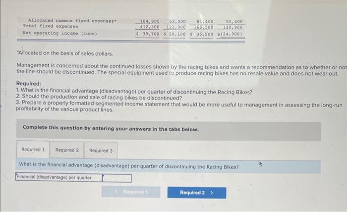 Retaining a Segment [LO13-2] The Regal Cycle Company manufactures three types of