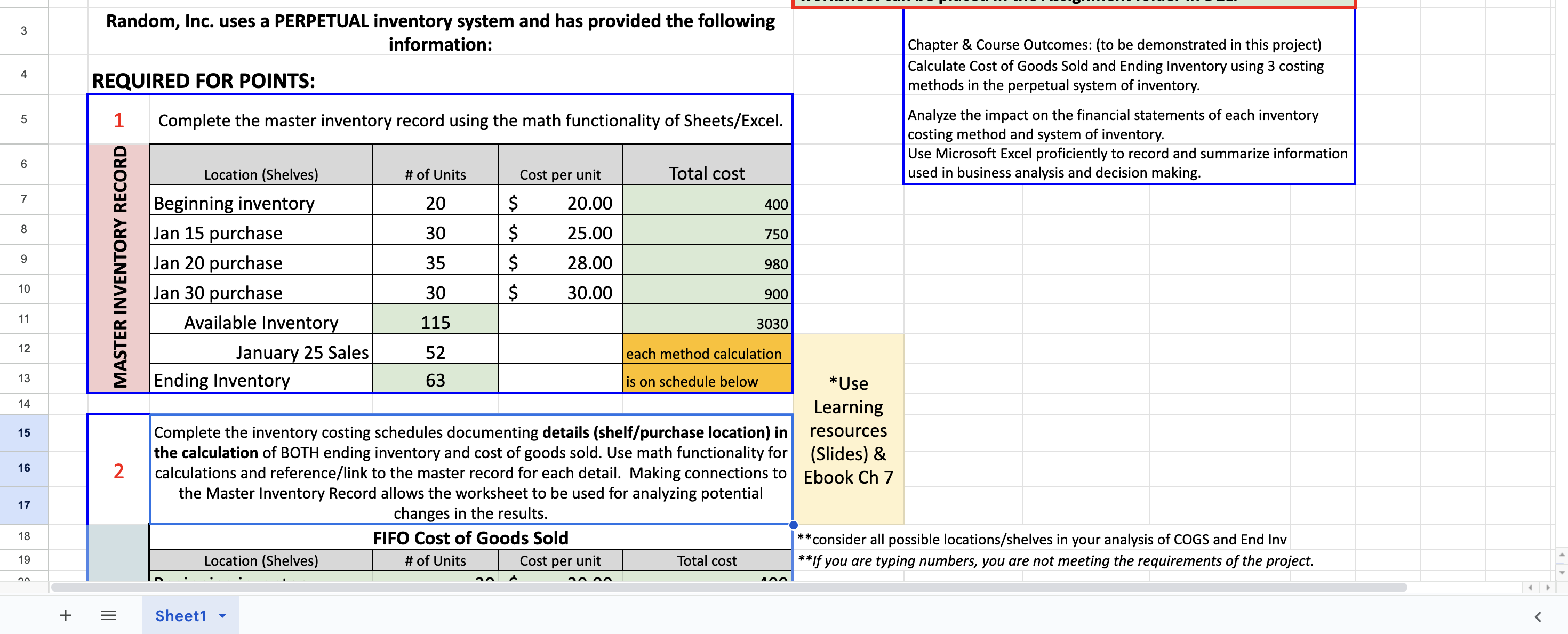  PLEASE FORMAT RESPONSE WITH SEPERATE COGS AND ENDING INVENORY. SHOW FIFO