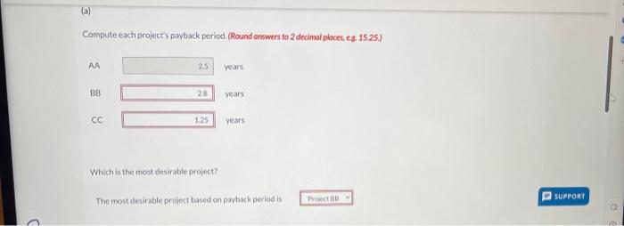 requiring an equipment investment of $25.500. Each project will last for 3