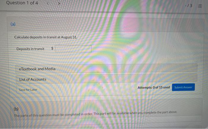 statement from Western Bank at August 31, 2022 shows the following information