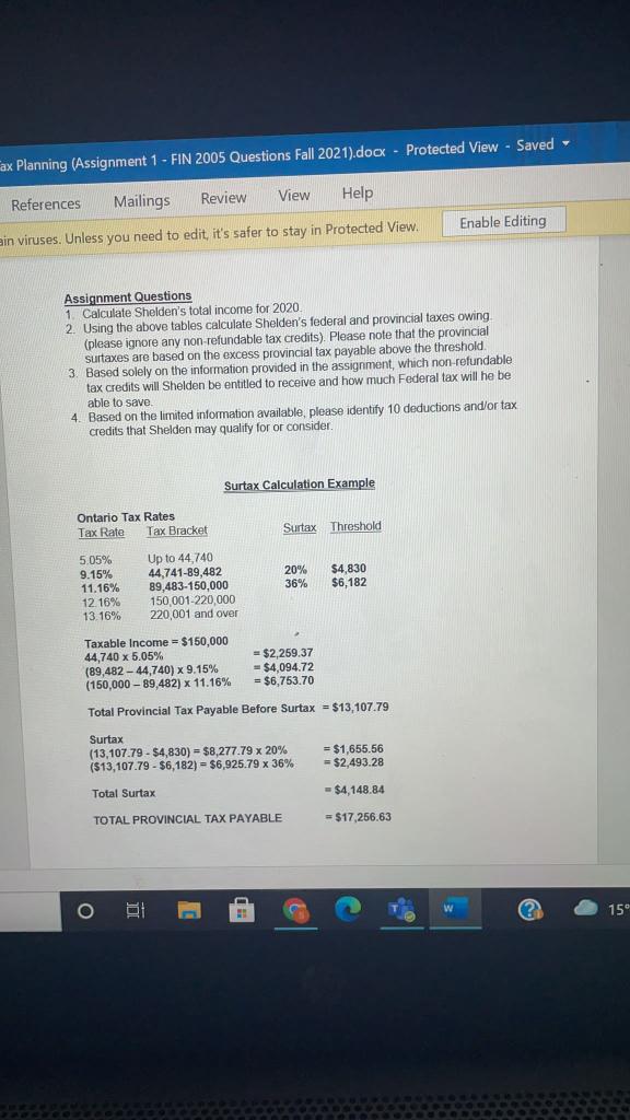  Fax Planning (Assignment 1 - FIN 2005 Questions Fall 2021).docx -