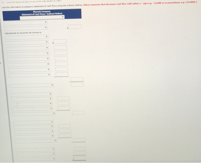 for 2017 Pharoah Company Comparative Balance Sheets December 31 Change 2016 Increase/Decrease