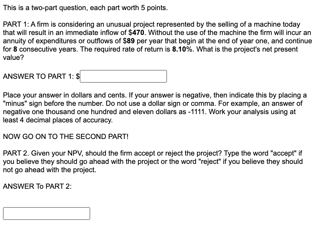 This is a two-part question, each part worth 5 points. PART