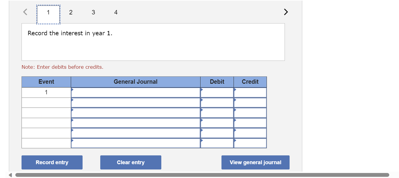 \\ \hline \end{tabular} Record entry Clear entry View general journal Record the