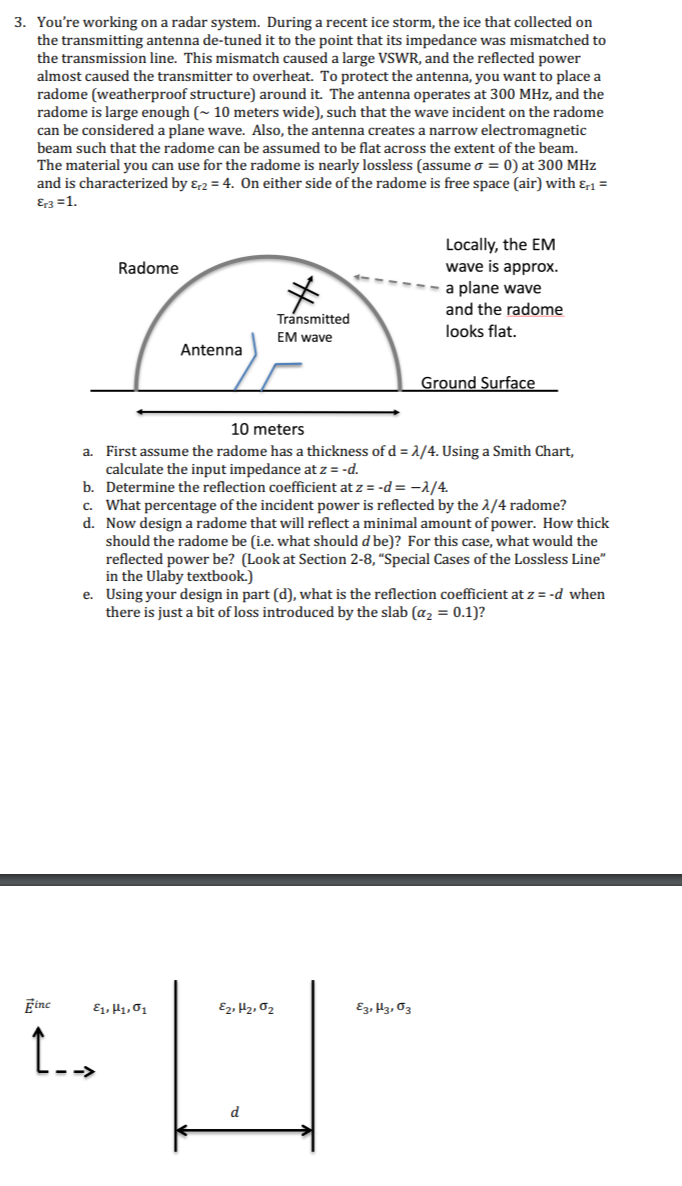 3. You're working on a radar system. During a recent ice