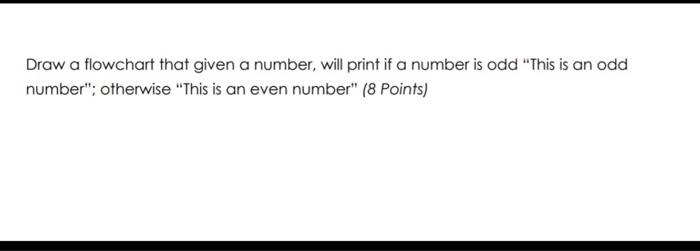  Draw a flowchart that given a number, will print if a