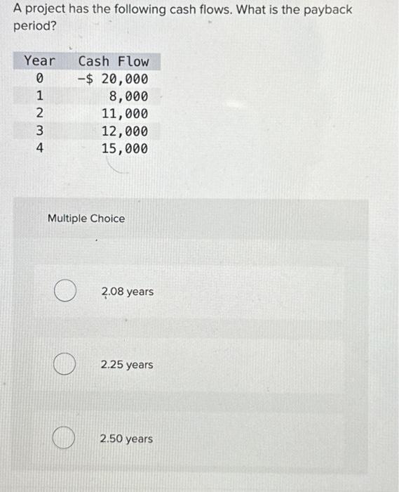 cash flows if the discount rate is 9 percent? A project has
