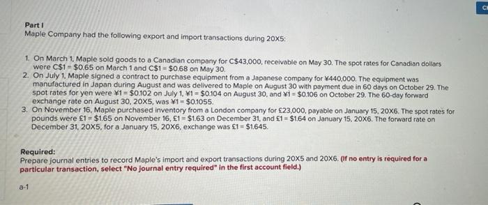 please answer part 2. ONLY CI Part 1 Maple Company had the