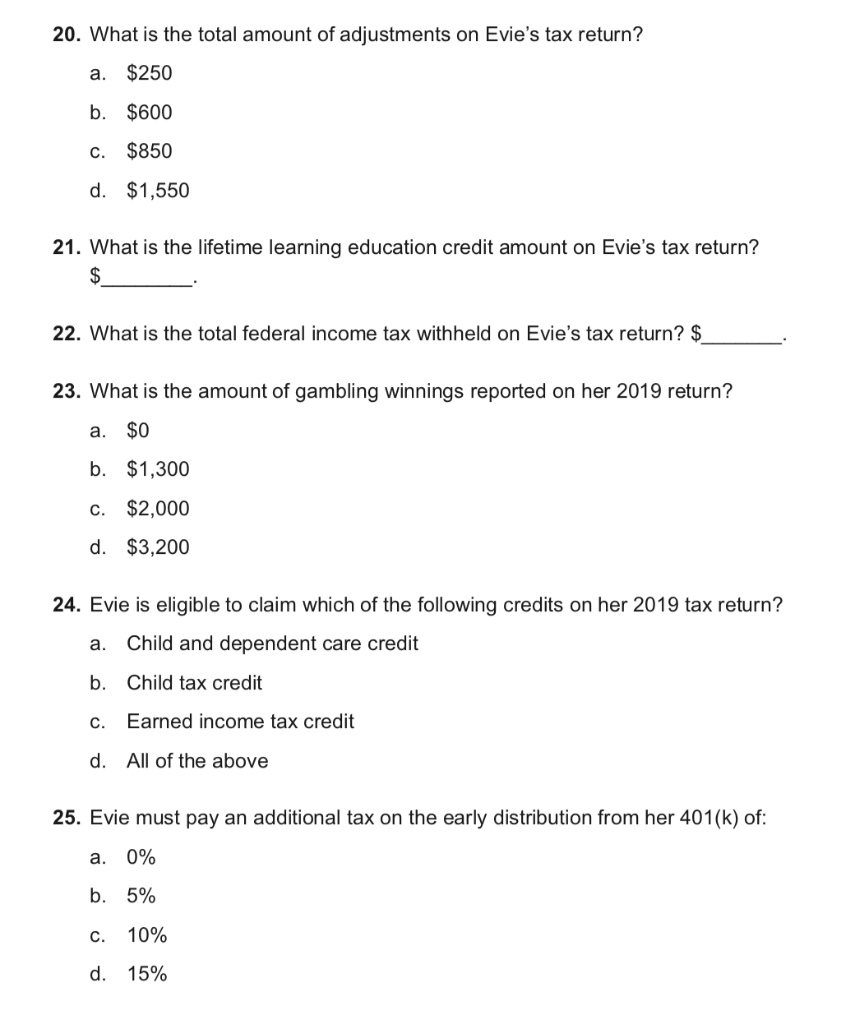 and Lily, who lived with her all year. Evie paid more than
