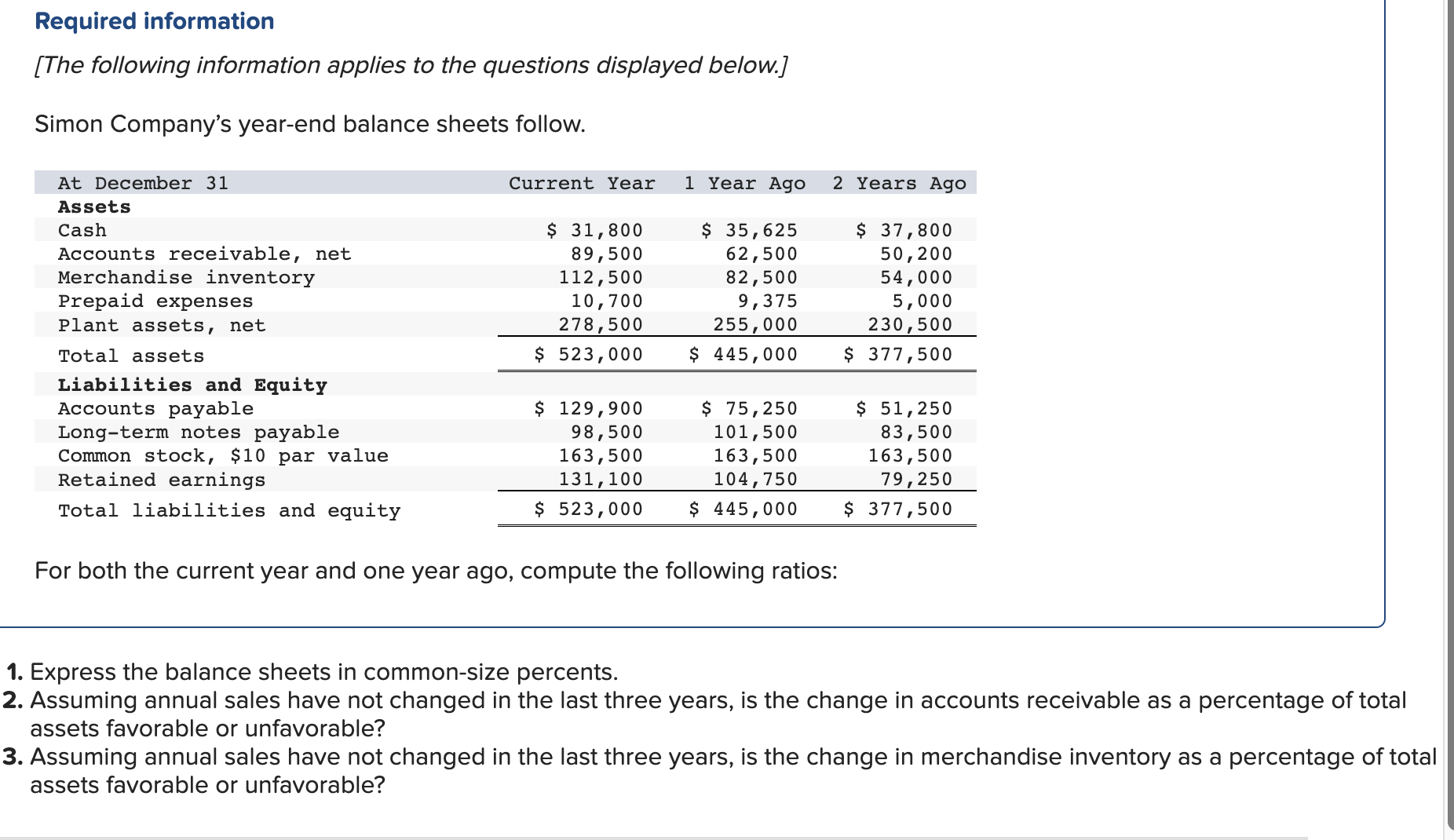 common-size percents. Note: Do not round intermediate calculations and round your final