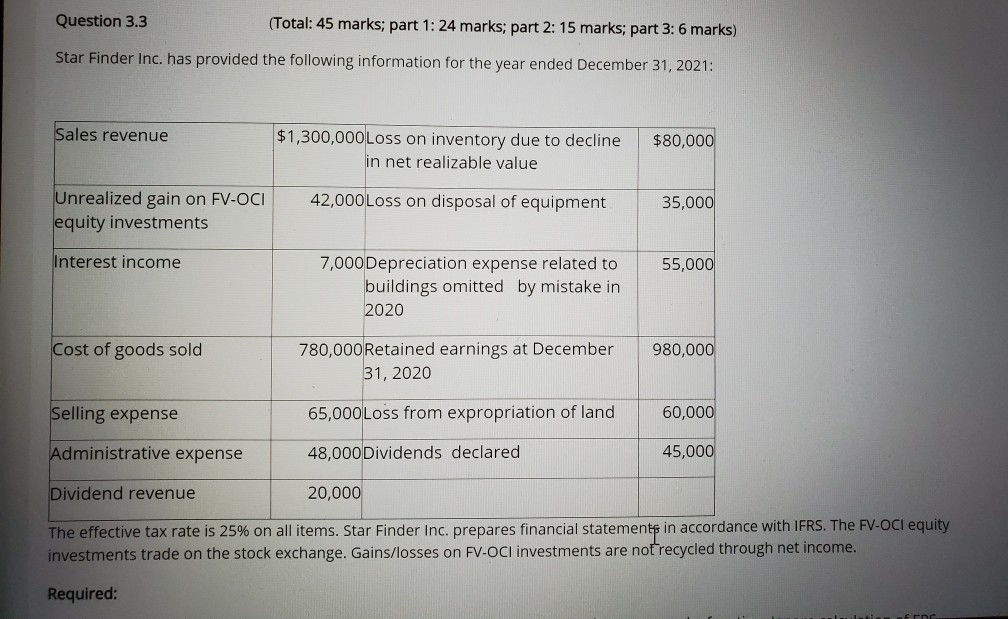 Question 3.3 (Total: 45 marks; part 1: 24 marks; part 2:
