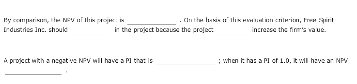 $1 invested in a project The profitability index (PI) is a capital