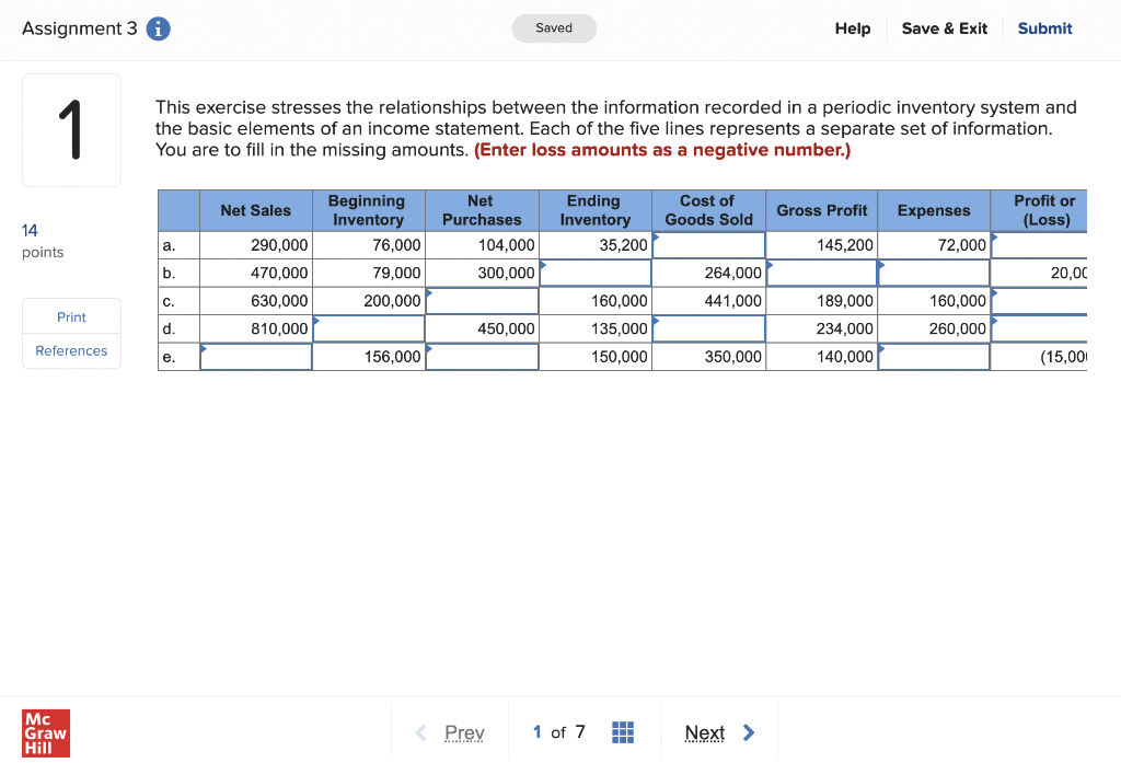 This exercise stresses the relationships between the information recorded in a
