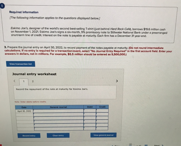 General Journal Date December 31, 2021 View general journal Clear entry Record