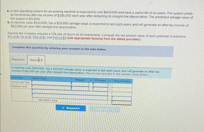 cost $600,000 and have a useful life of six years. The system