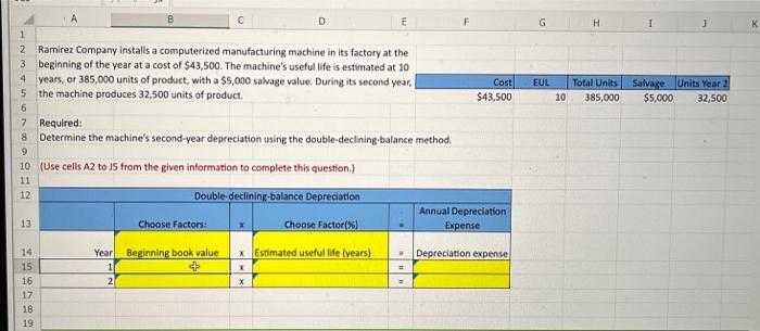 please help with excel formulas Ramirez Company installs a computerized manufacturing machine