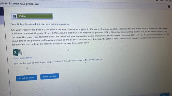  Excel Onine Structured Activity: Interest rate premurns spreadsheet and perform the