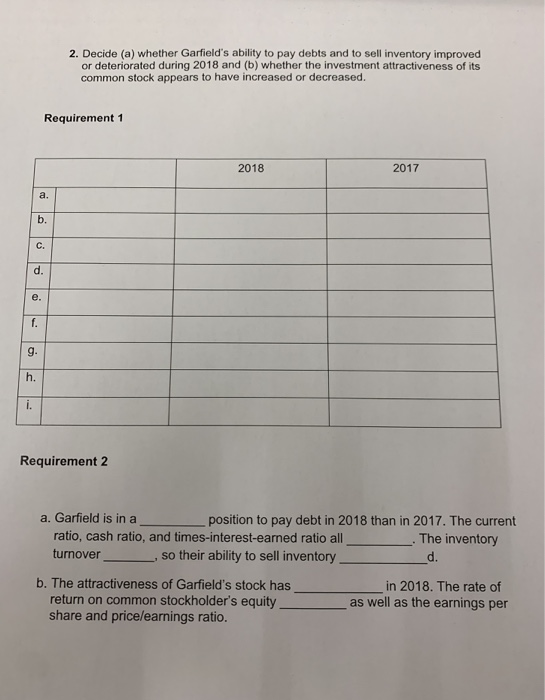  2. Decide (a) whether Garfield's ability to pay debts and to