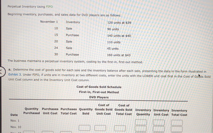  Perpetual Inventory Using FIFO Beginning inventory, purchases, and sales data for