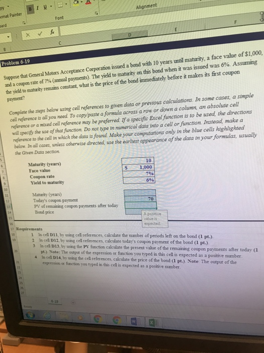  . BIU Alignment Font mat Painter Sard - XE Problem 6-19