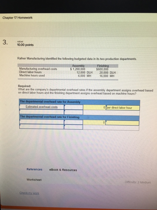  Chapter 17 Homework 3. 1000 points value Rafner Manufacturing identified the
