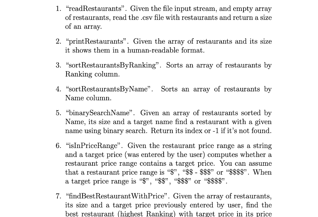 SIZE, string targetPrice); bool compareRestByName(Restaurant r1,Restaurant r2) { return r1.Name } bool