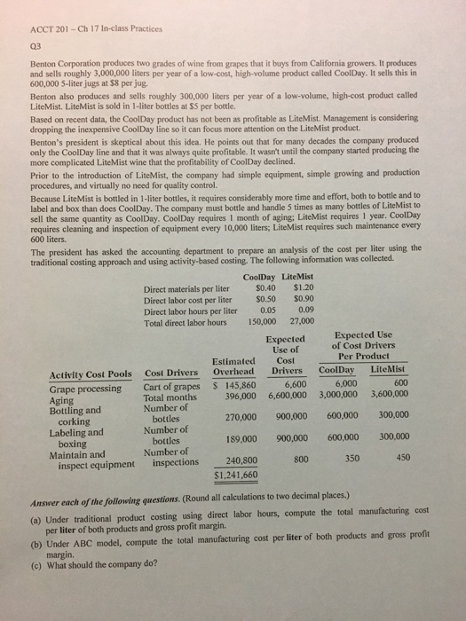  Answer Questin A through C ACCT 201-Ch 17 In-class Practices 03