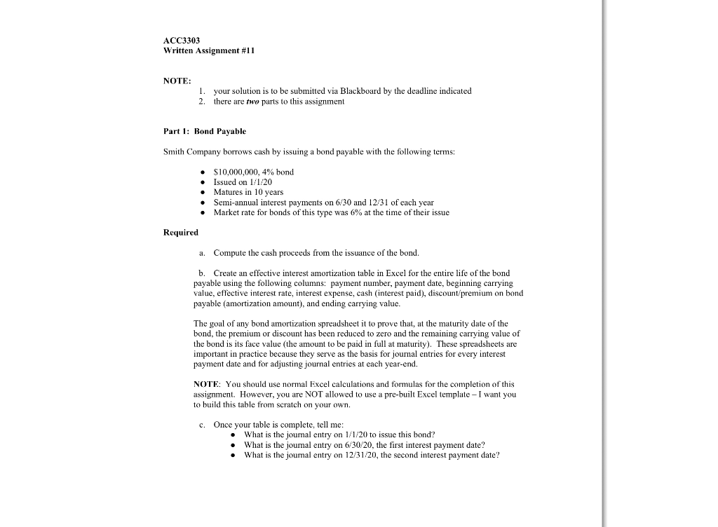 ACC3303 Written Assignment #11 NOTE: 1. your solution is to be